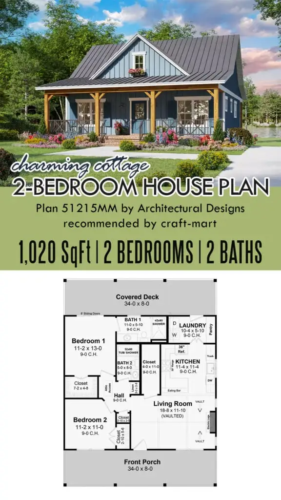 Charming 1,020 SqFt 2-Bedroom Cottage