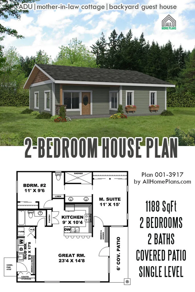 small 2-bedroom house plan