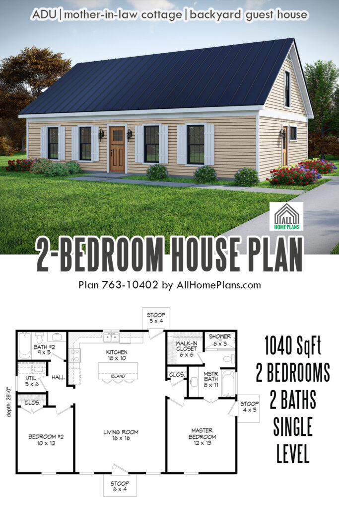 modern farmhouse 2-bedroom plan