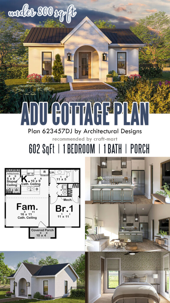 602 sqft ADU Cottage House Plan