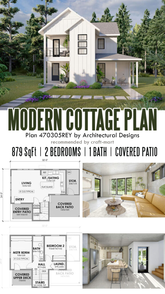 2-story modern cottage plan