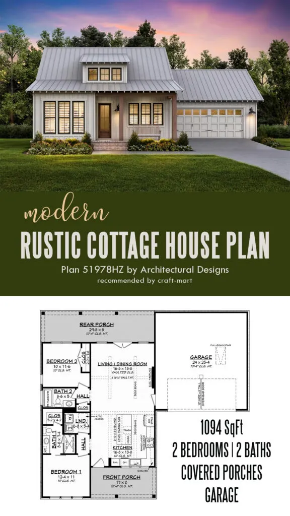 rustic cottage with 2-car garage