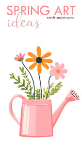 how to draw spring flowers in a watering can