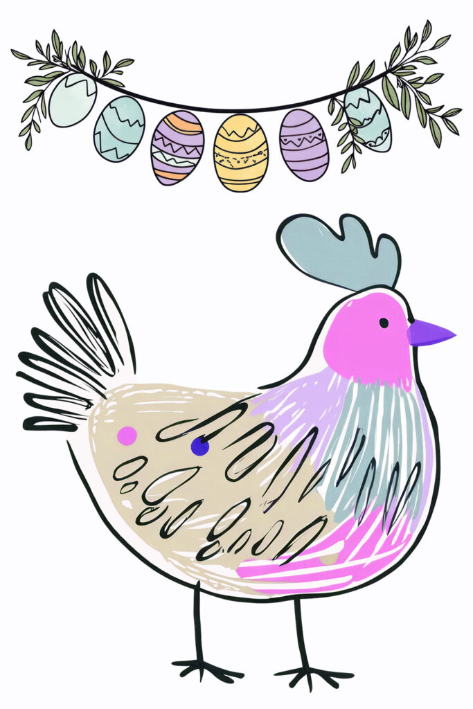 egg garland and spring chick