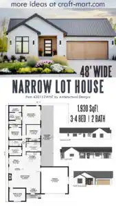 single story narrow lot house plan