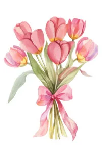Pink Tulips Bouquet Spring Art