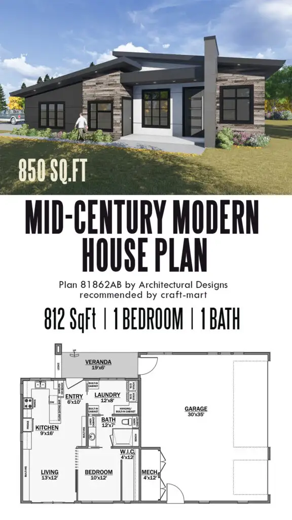 Mid-Century Modern Cottage Plan