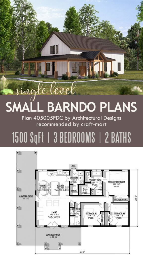 3 bedroom small barndo plan