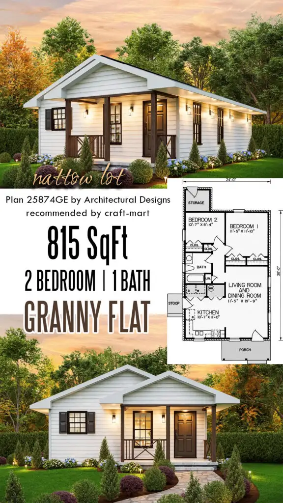 Narrow Lot Country Cottage - 800 sqft