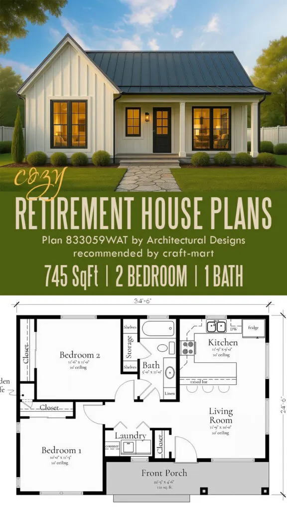 2-Bedroom Country Cottage - 24' x 34'