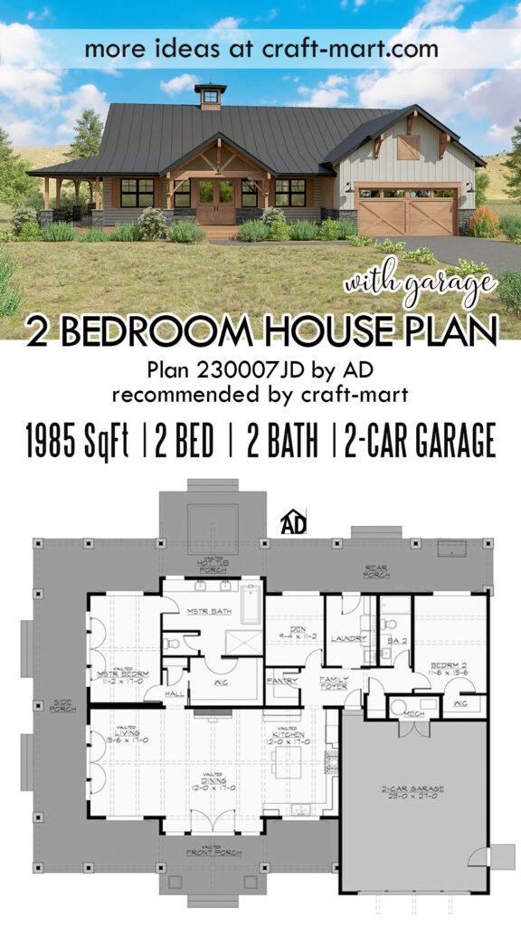 2 bedroom house with flex room and garage
