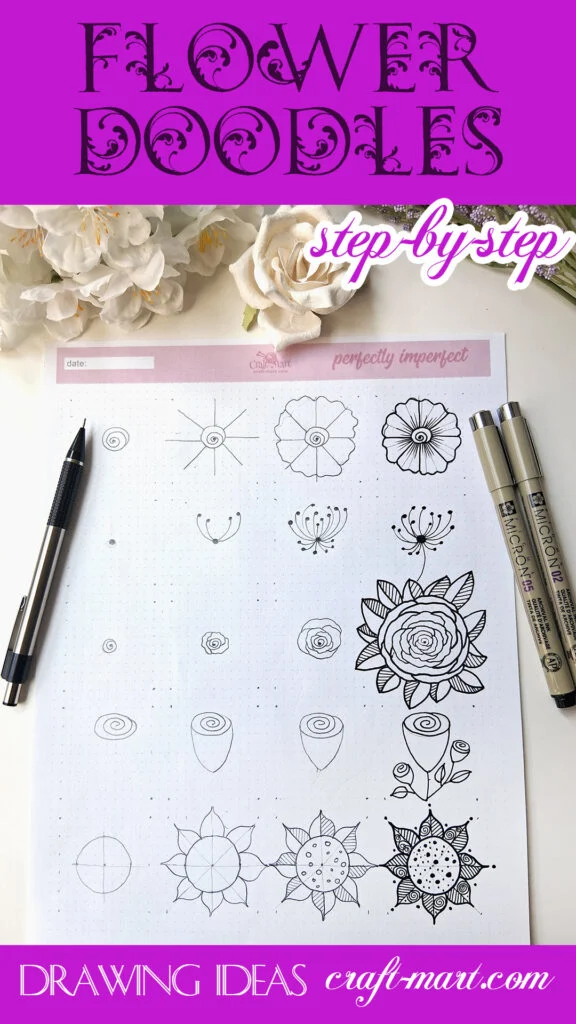 easy flower doodles step by step