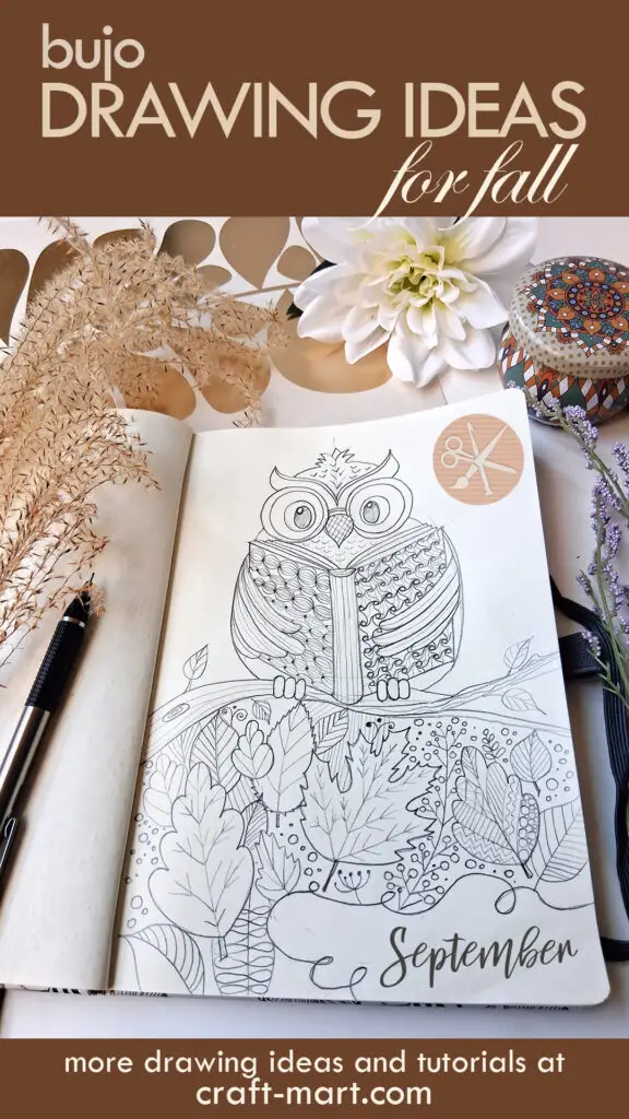 Drawing Ideas: Wise Owl with Autumn Leaves