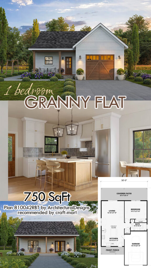 1 bedroom granny flat plan with covered patio