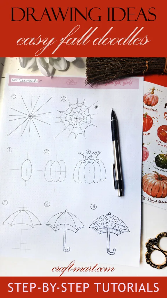 fall doodles step by step