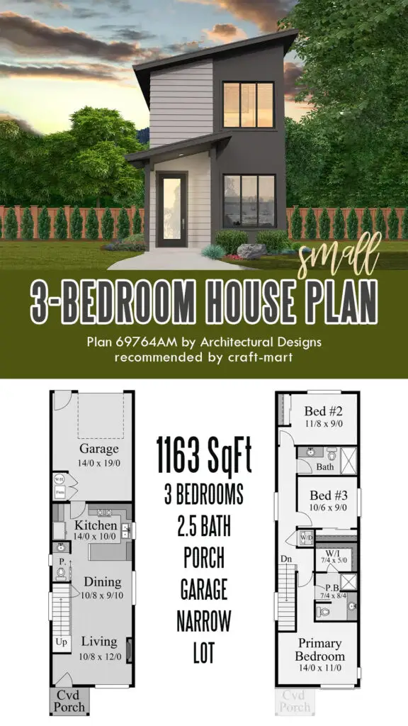 A Narrow Lot 3-Bedroom House Plan