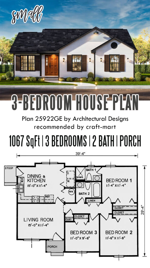17 Small 3-Bedroom House Plans - Craft-Mart