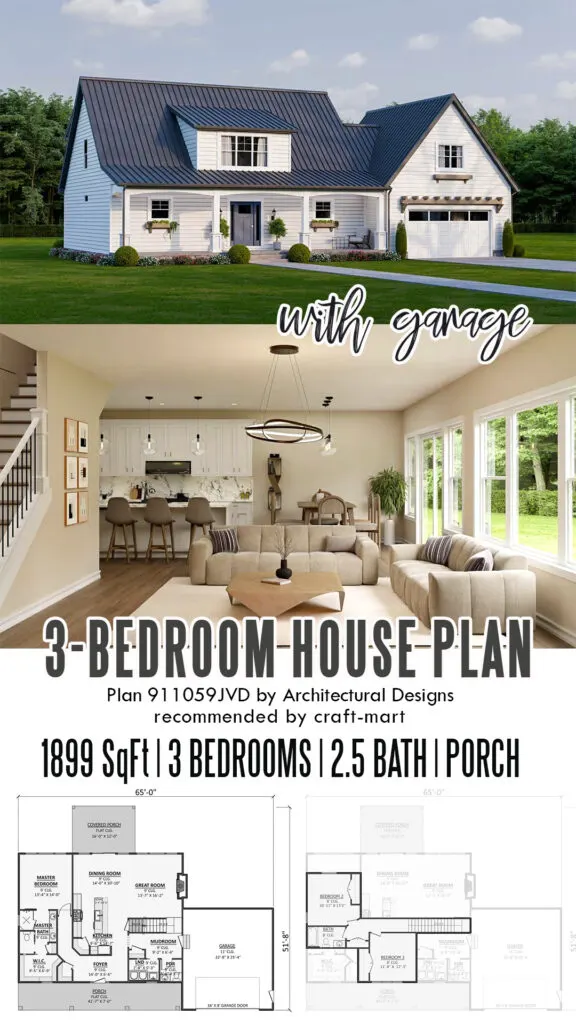 3-Bedroom House Plan with Garage