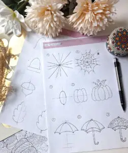 easy fall doodles step by step