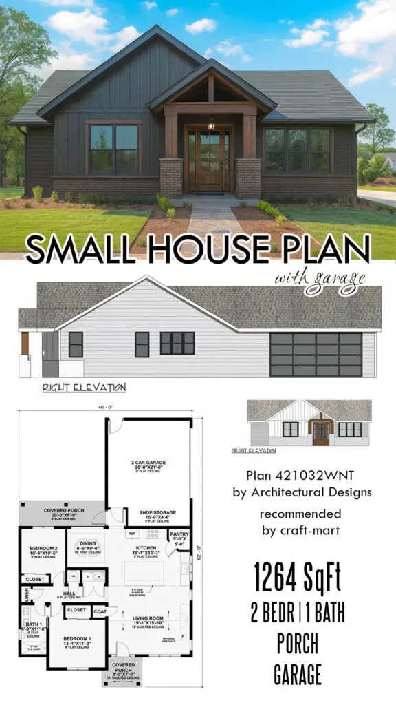 single-level Craftsman cottage