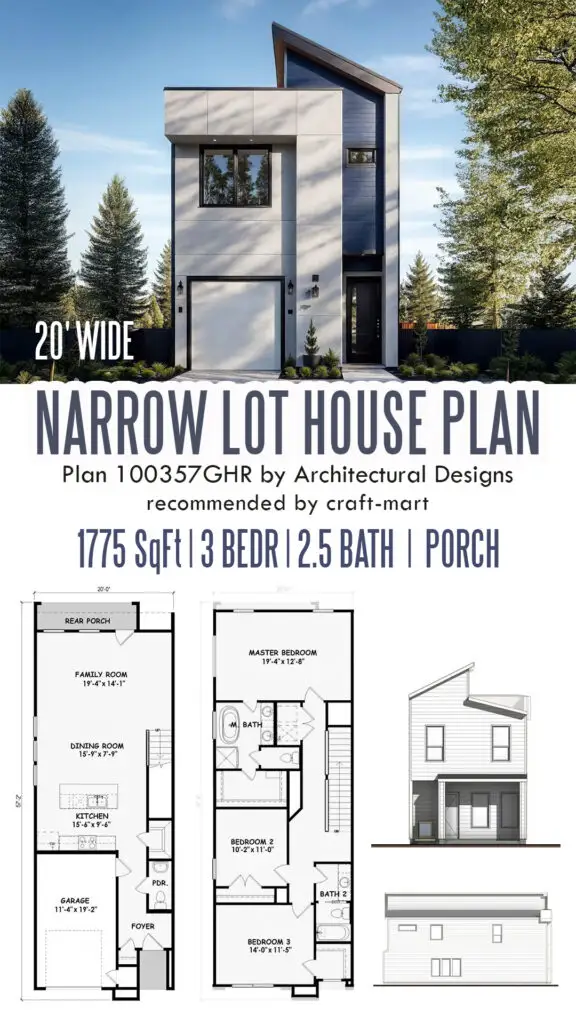 Modern Narrow Lot House with 3 Bedrooms