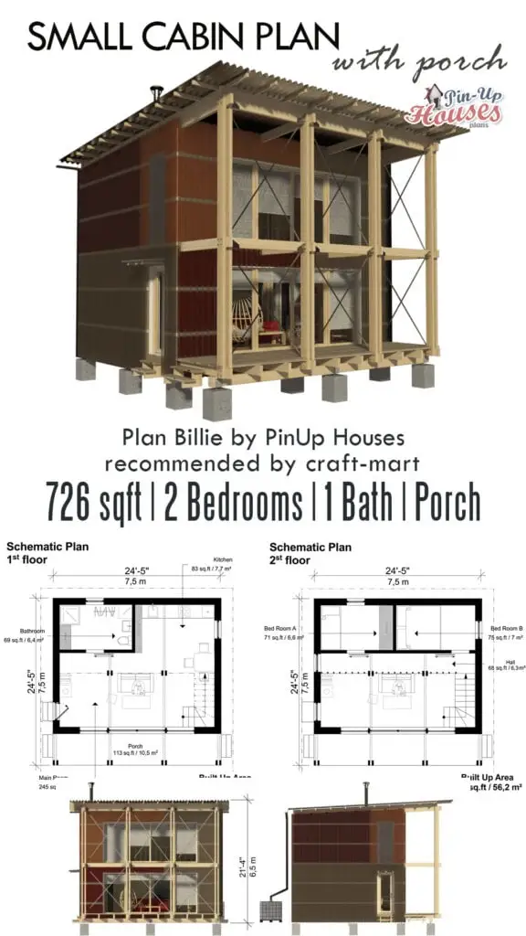 Shed Roof Cabin with Porch and Loft