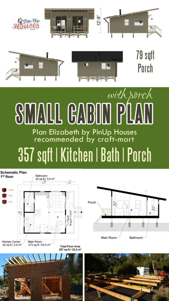 Shed Roof Tiny Cabin with Porch