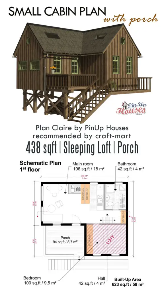 a rustic cabin with porch