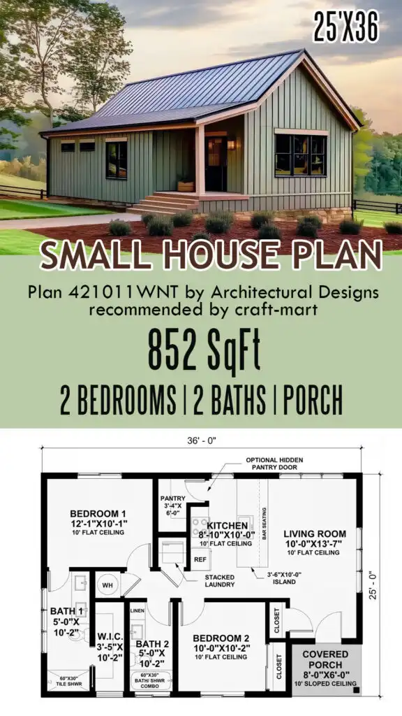 25'x 26' small house design plans