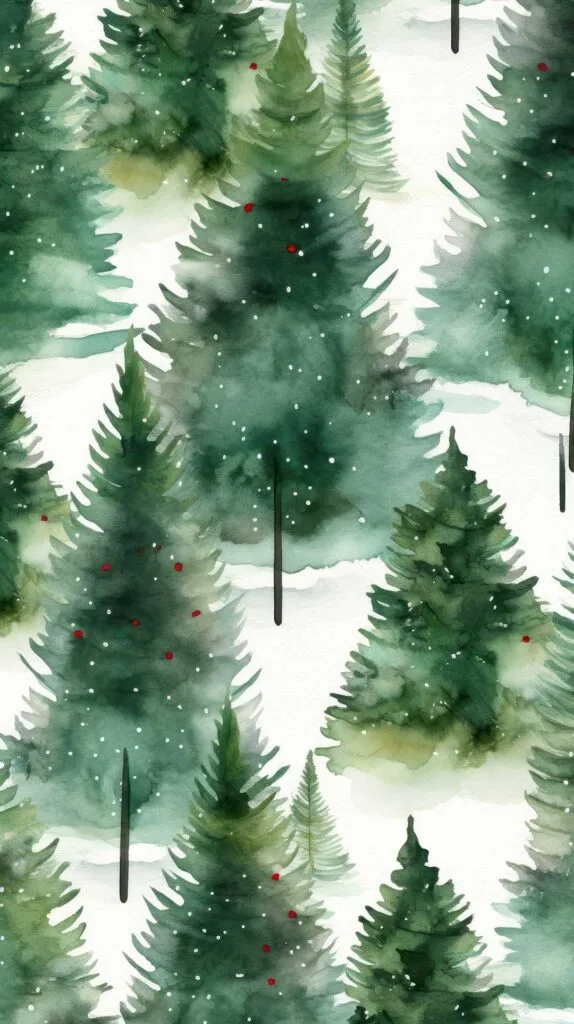 Watercolor Winter Trees Wallpaper