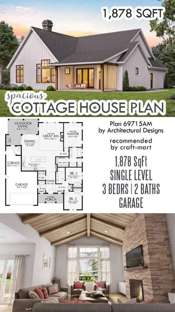 Popular 3-Bedroom Cottage House Plan