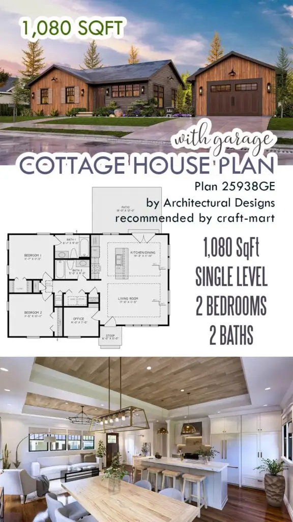 Rustic Cottage Plan with Detached Garage