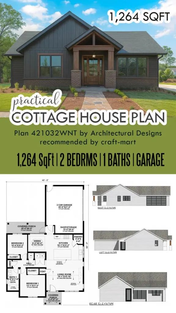 2-Bedroom Craftsman Cottage with Garage
