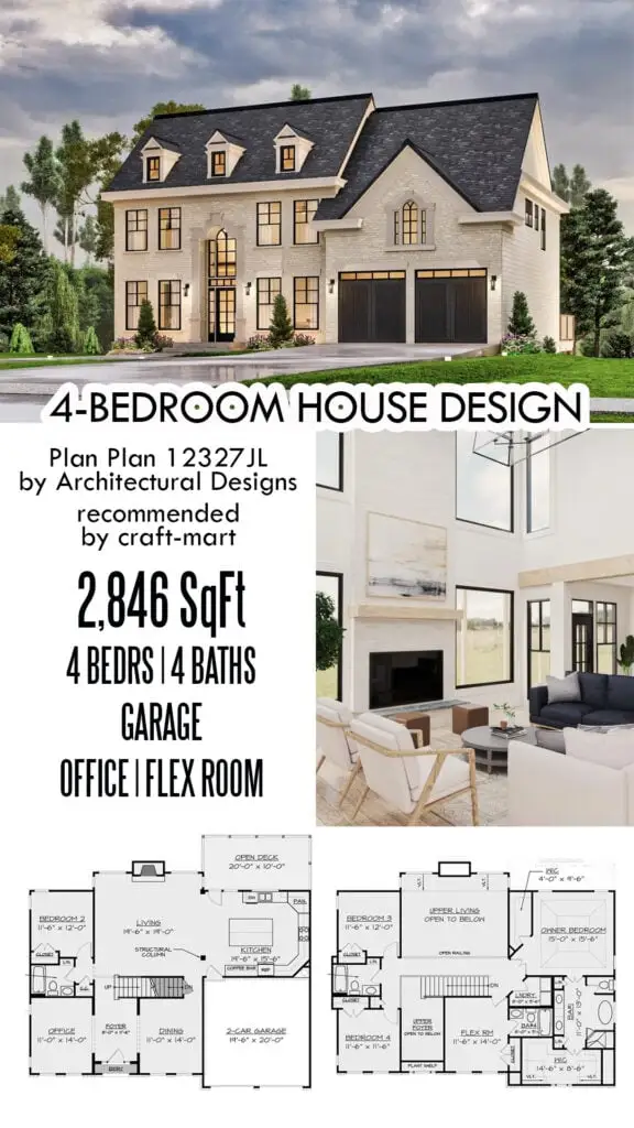 4-BedroomTraditional Style House Plan
