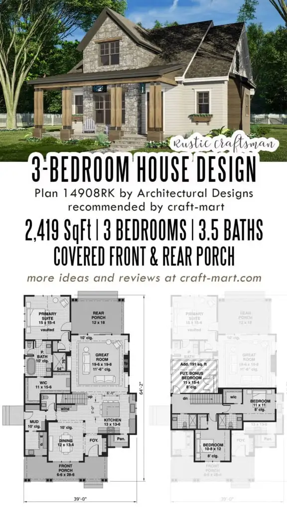 Rustic 3-Bedroom Craftsman House Plan