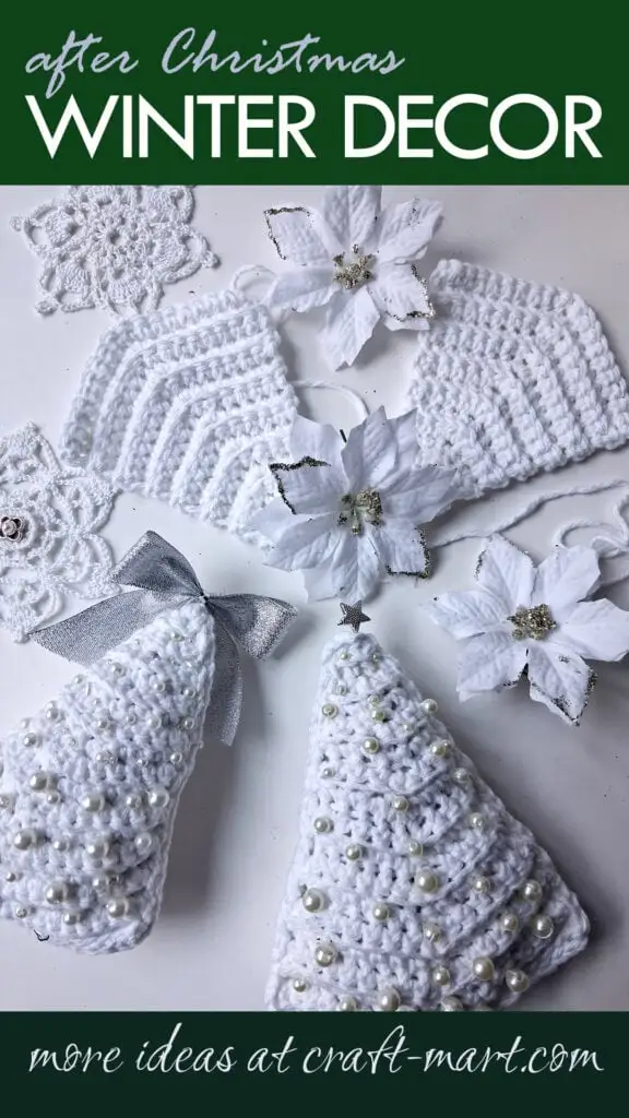 Vintage Crochet Trees for a Winter Flower Box