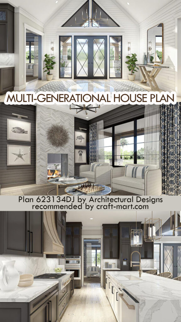 Multi-generational lake house plan with in-law suite
