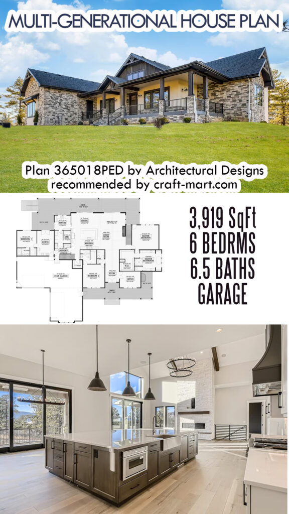 Luxury craftsman floor plan with walkout basement