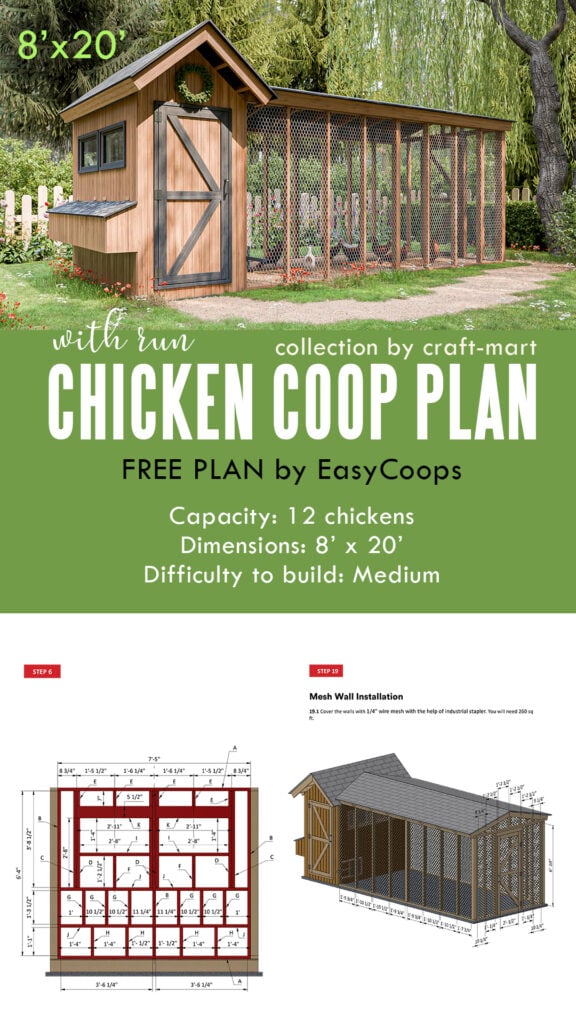 8' x 20' Chicken Coop with Run