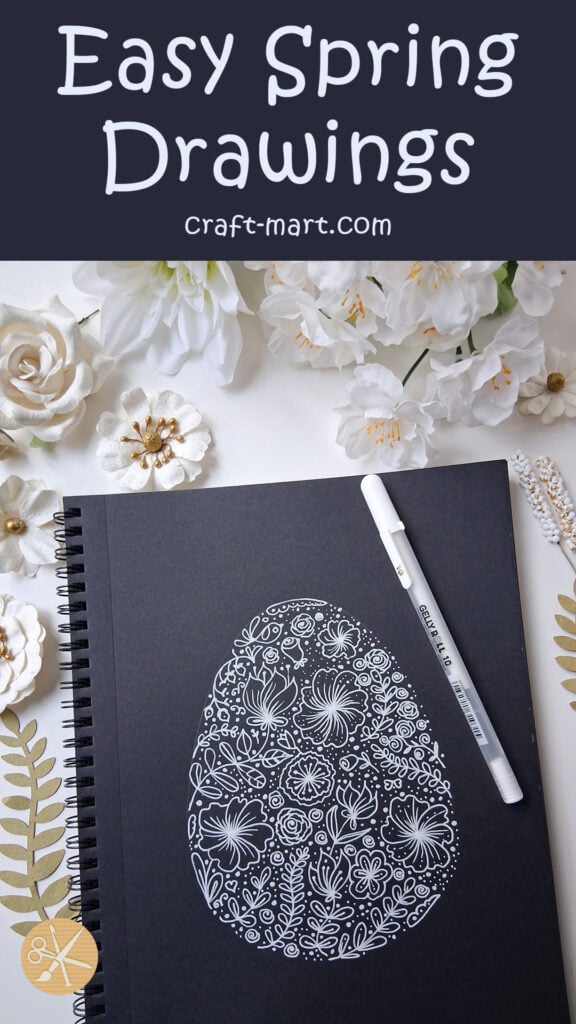 Black and White Easter Egg Drawing