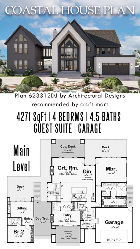 Coastal House Plan with Dog Trot and Guest Suite