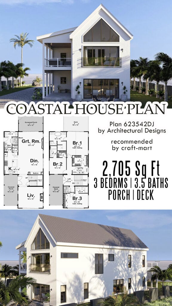 Modern 3-Bedroom Coastal House Plan (2,705 SqFt)
