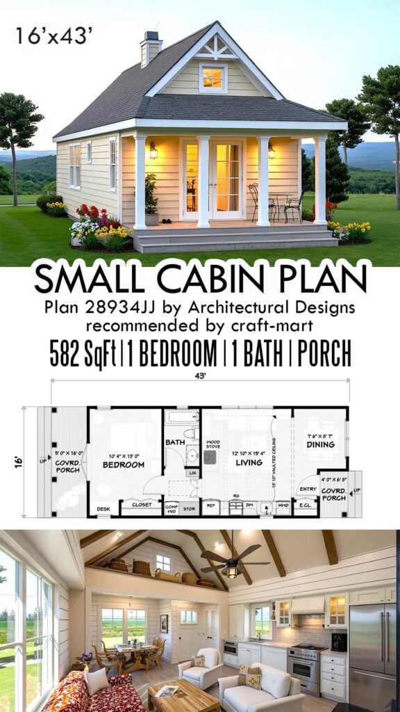 1-Bedroom Cabin with Vaulted Interior