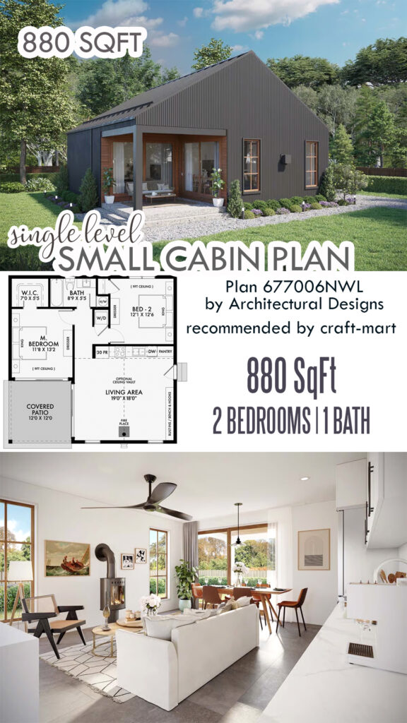 A Simple 2-Bedroom Cabin (880 sq ft)