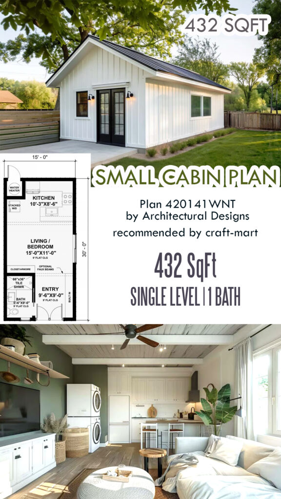 15' x 30' Small Cabin Plan