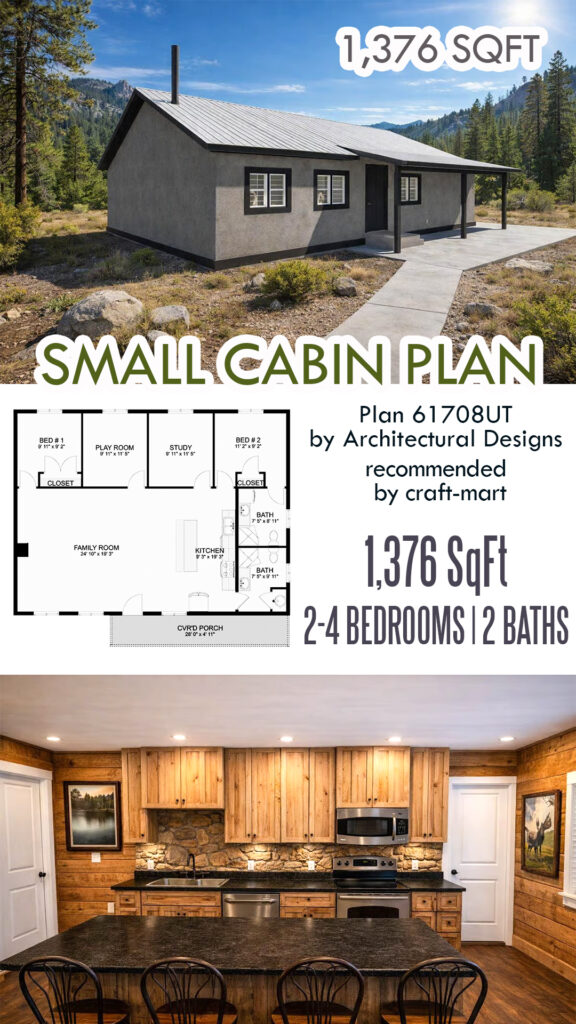 1,376 SqFt Rustic Cabin Plan