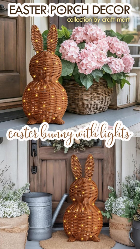 Small Rattan Easter Bunny with Lights
