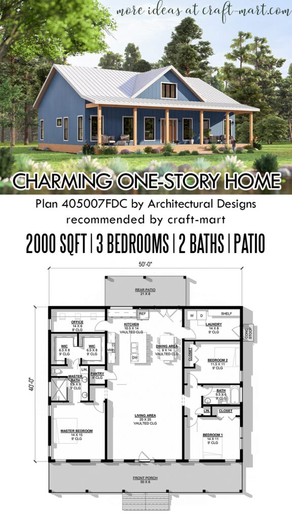 Charming One-Story Country Cottage (2,000 sqft)
