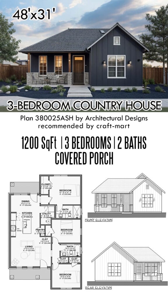3-Bedroom Country Cottage (1,200 sqft)