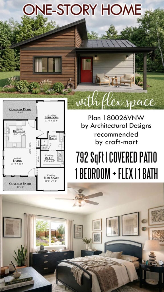Modern 1-Bedroom House Plan with Flex Space